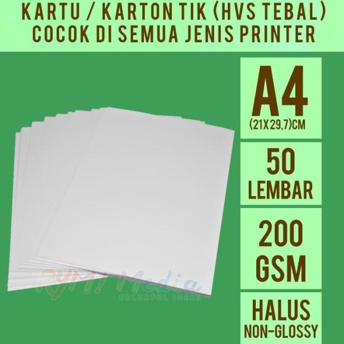 

Kartu TIK 200 gsm A4 isi 50 lbr / Kertas HVS BC Tebal Halus 200 gram by Radhiant official