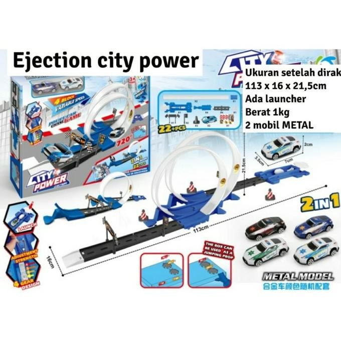 TERSEDIA Ejection City Power 22Pcs Racing Track Mainan Mobil Balapan City Power