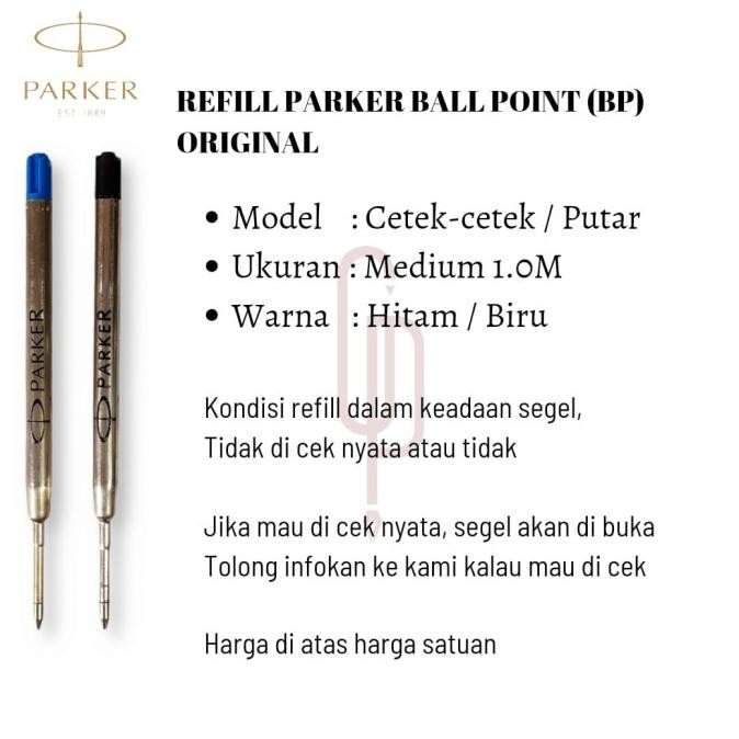 

Refill Isi Ulang Pen Parker Ballpoint Ukuran Medium Original by Radhiant official