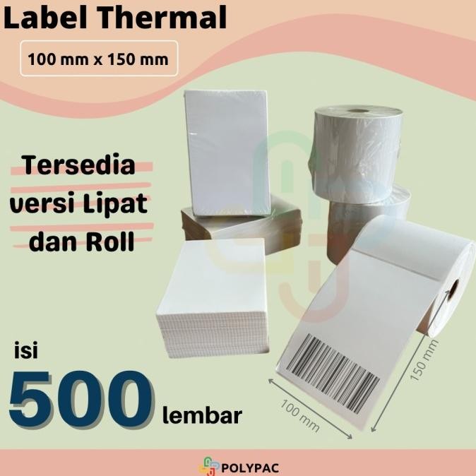 

Label Thermal Sticker [100 x 150 mm] isi 500 pcs - Stiker Resi Barcode by Radhiant official