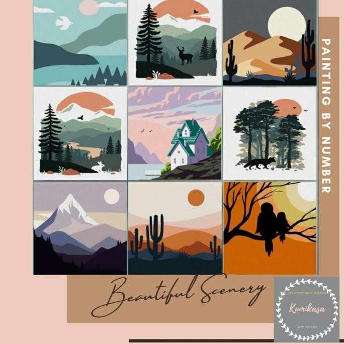 

DIY painting by number 20x20cm kerajinan tangan BEAUTIFUL SCENERY by Radhiant official