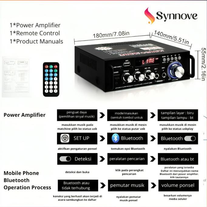 Amplifier Karaoke Bluetooth Eq Audio Karaoke Home Theater Fm Radio Ampli Mini Original