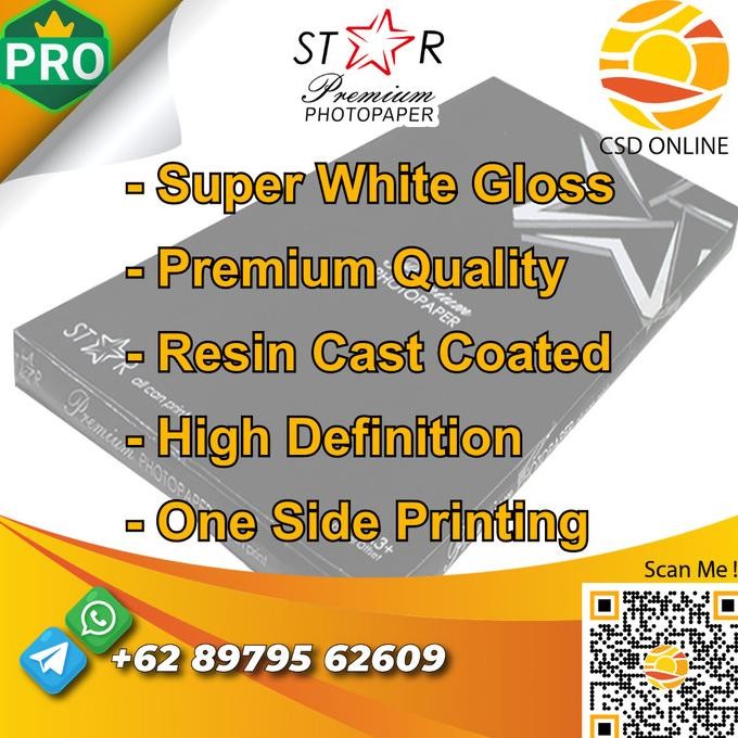 

Star Professional Glossy Photopaper A3+ Digital Print Laser - Repack Terlaris