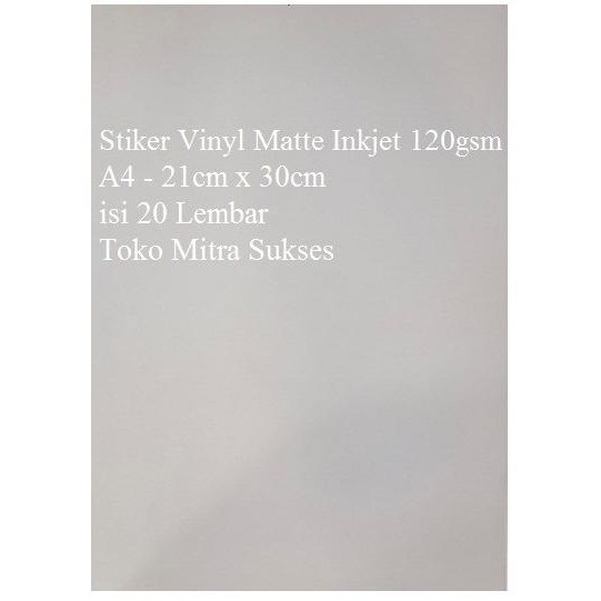 

Stiker Vinyl Matte Inkjet A4 by Radhiant official
