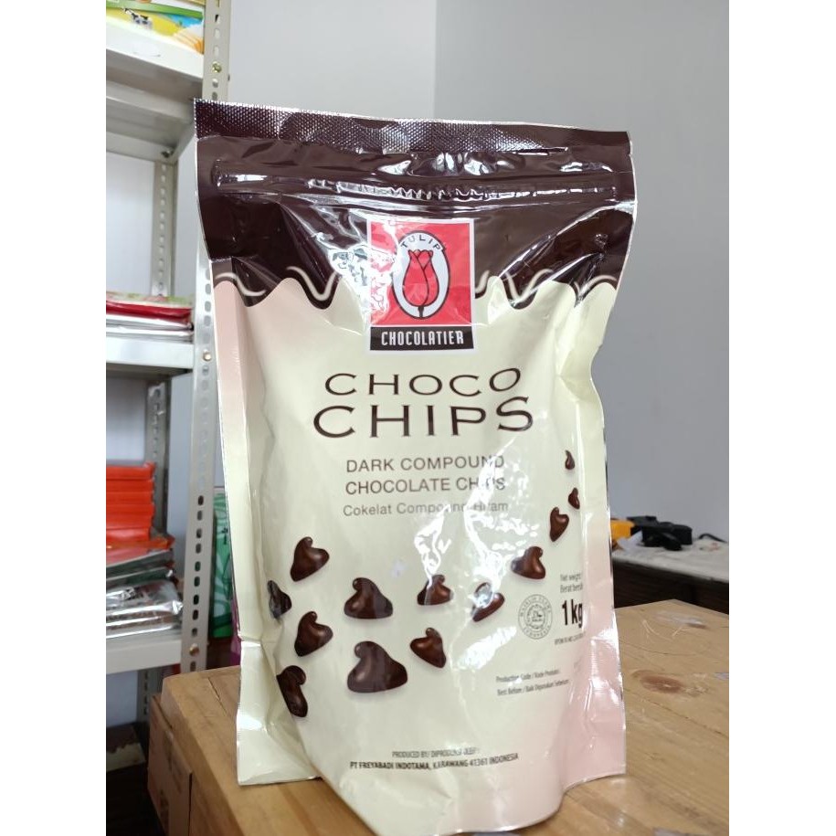 

TERSEDIA Tulip Choco Chips Dark Compound Chocolate Chips 1 Kg