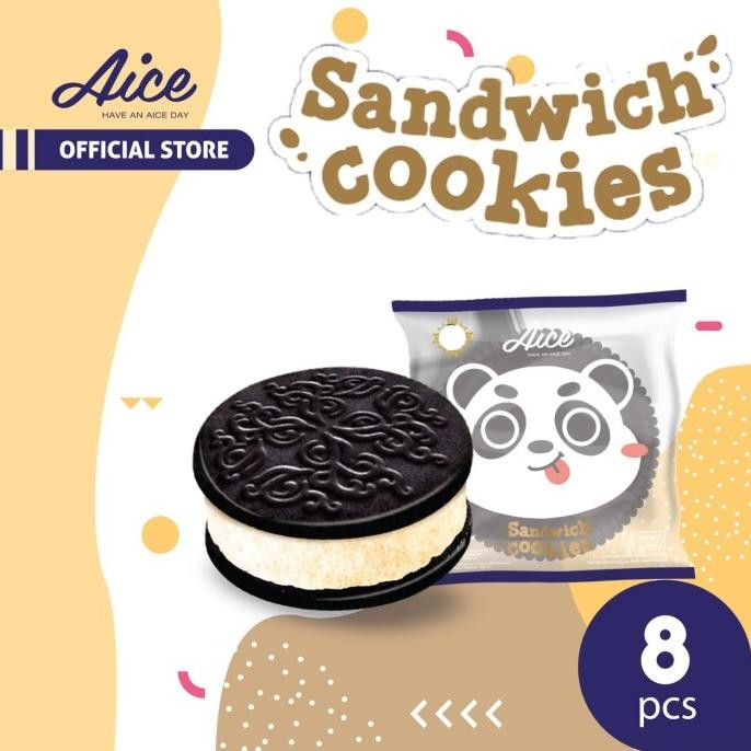 Grosir Aice Ice Cream Sandwich Cookies Panda 45Ml Es Krim Isi 8 Pcs Eskrim