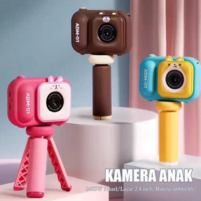 Kamera Anak Tripod HD Digital Motif Lensa Ganda 1080P 32GB Asli