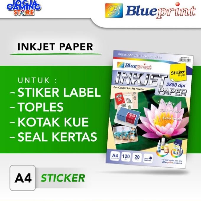 

Kertas Sticker Inkjet A4 Blueprint 70Gsm - Doff Best Seller