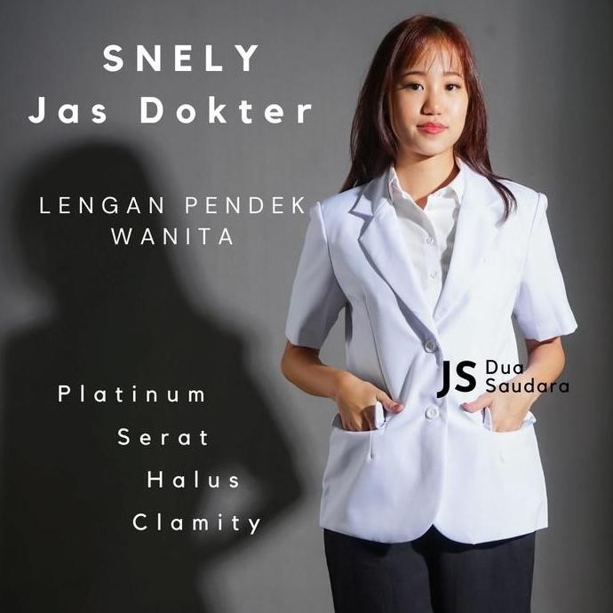 SNELI WANITA TANGAN PENDEK / JAS DOKTER WANITA LENGAN PENDEK / BAJU DOKTER WANITA LENGAN PENDEK / JA