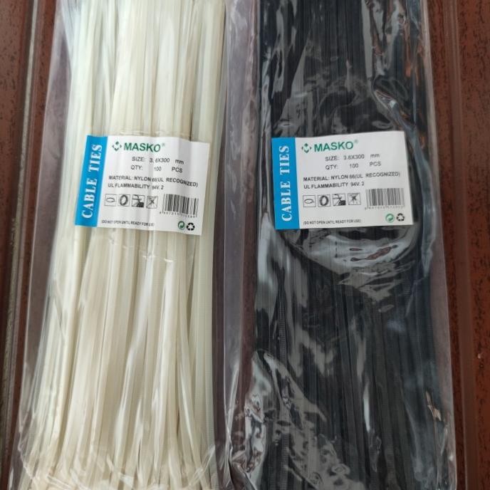 

Kabel tis ties / cable tie 3.6x300mm 3.6 x 300mm 30cm putih / hitam murah