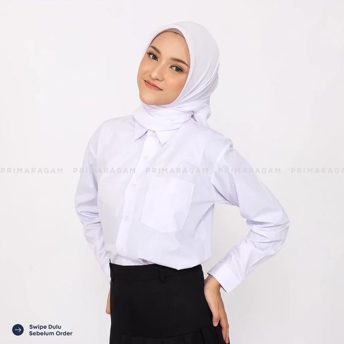 TERBARU PRIMARAGAM KEMEJA PUTIH POLOS PRIA LENGAN PANJANG WANITA SEKOLAH SD SMP SMA OSPEK ANAK LAKI 