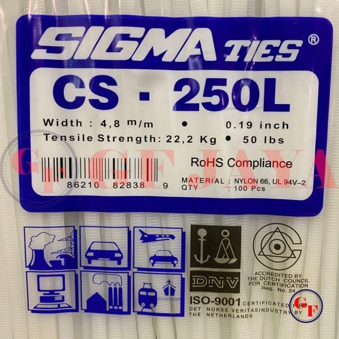 

Kabel Ties Sigma CS 250L / 25cm Putih CS250L Cable Tie White 25 cm murah