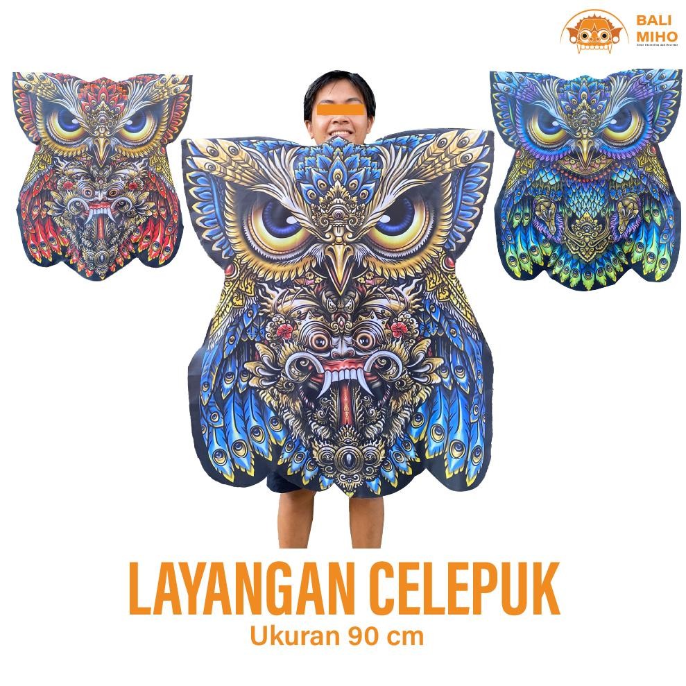Living Layangan Celepuk Print Small - Layangan Owl Kain Layangan Bali - Mainan Anak- Anak - Layangan