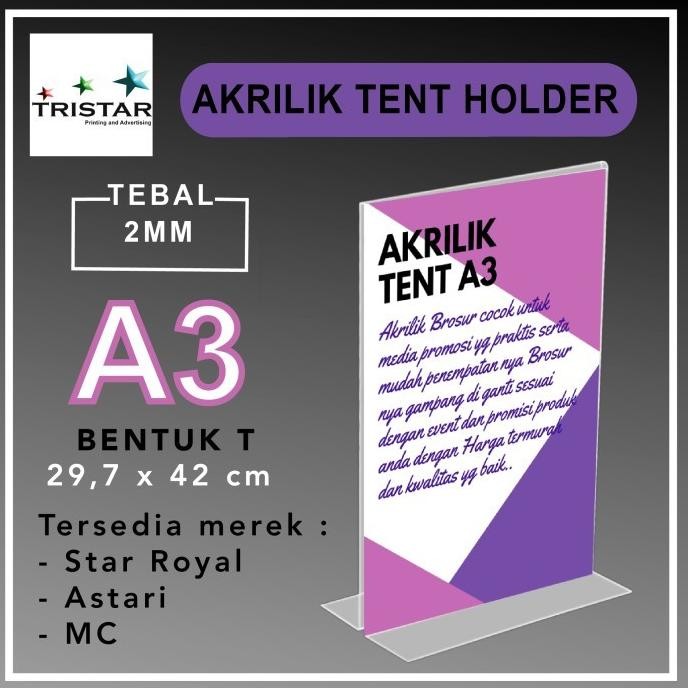 

Tent holder A3 potrait / acrylic meja. tebal 3mm murah