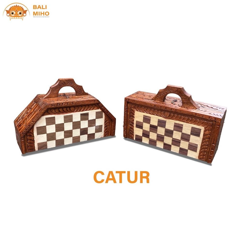 Living Papan Catur Persegi Dan  Segi 8 Kayu Ukuran 23 Cm - Papan Catur Ukir - Catur Segi Delapan - C