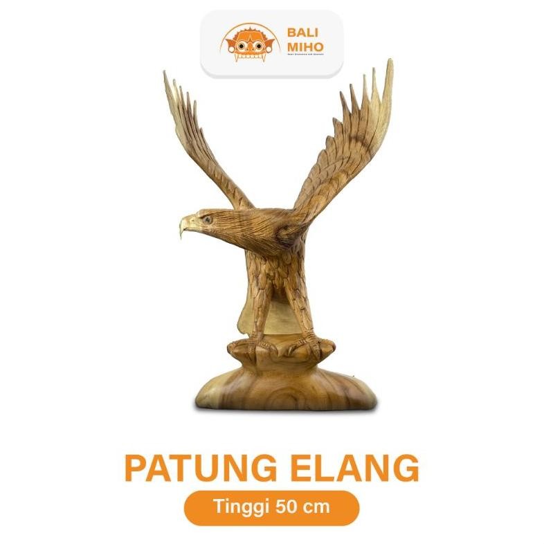 Living Patung Burung Elang 50 Cm Kayu - Patung Elang Kayu - Patung Burung Garuda - Patung Burung Raj
