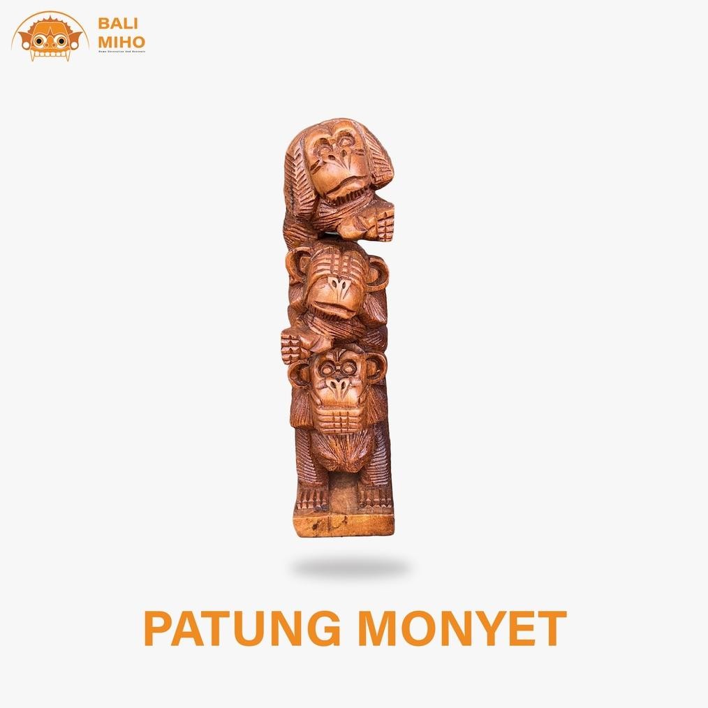 Living Patung Monyet Tumpuk 3 - Patung Monyet Bergendong - Monyet Lucu - Dekorasi Monyet - Bali Futu