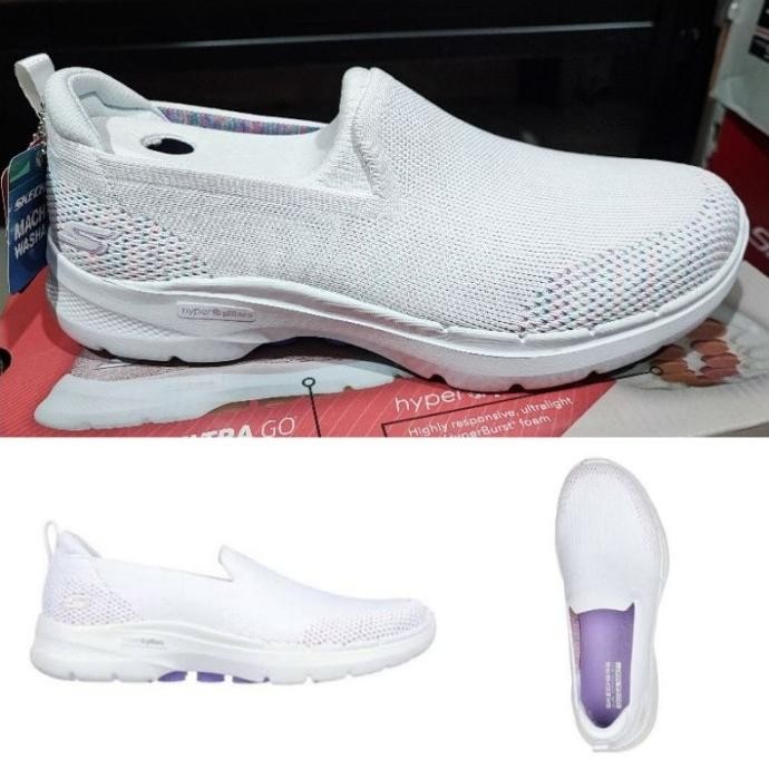 (New) Sepatu Wanita Skechers Go Walk 6 Triple White - 124572Wlv - Ori