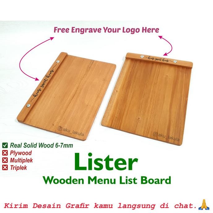 

Free Grafir Wooden Menu Board A4 / Papan Menu Kayu Cafe Resto - Lister Original