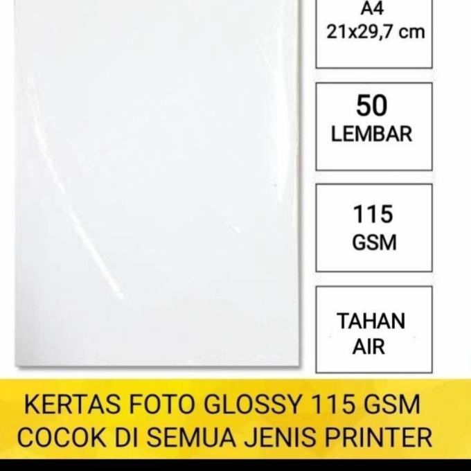 

Kertas Foto Glossy 115 Gsm A4 Isi 50/Photo Paper 115 Gram Singleside Terlaris