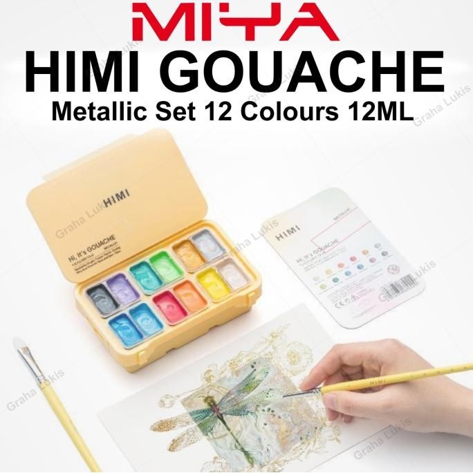 

HARGA DISC - Miya Himi GOUACHE Metallic Paint Set TWIN 12 Colors x 12ml - Cat Gouache