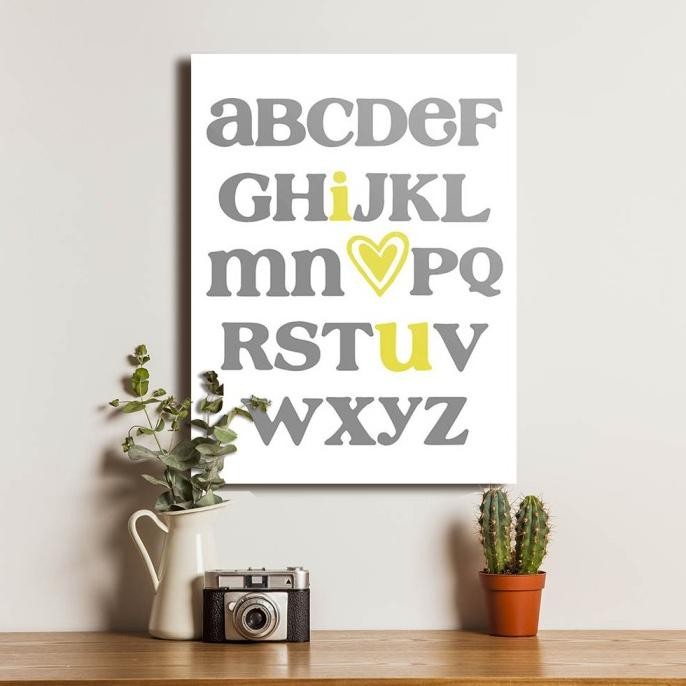 New Poster Abjad Alphabet Abcd Dekorasi Kayu Hiasan Pajangan Dinding