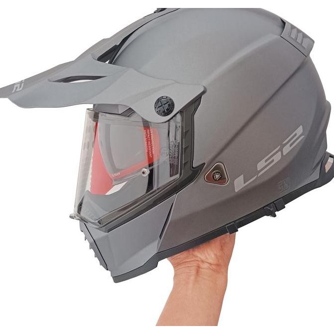 Helm Ls2 Mx436 Pioneer Evo Solid Matt Tianium - Asli