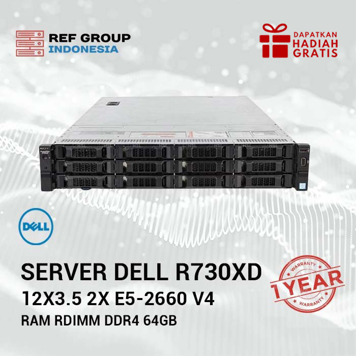 Server Dell R730xd 12x3.5" H730 mini 2x E5-2660v4 DDR4 64Gb|BERGARANSI