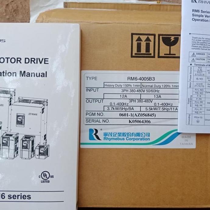 Miliki Inverter 5Hp 3,7Kw Rm6-4005B3 Rhymebus Made In Taiwan