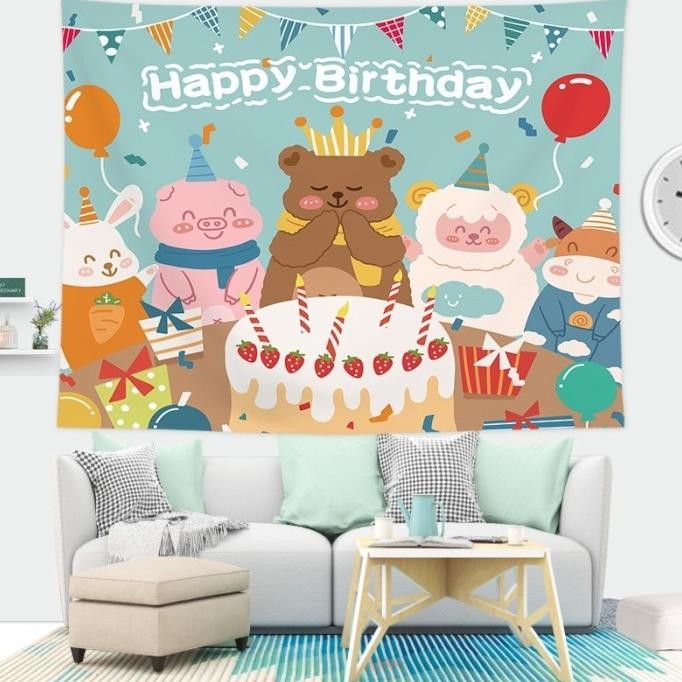 New Poster Kain Dekorasi Hiasan Dinding Kado Happy Brithday Ulang Tahun