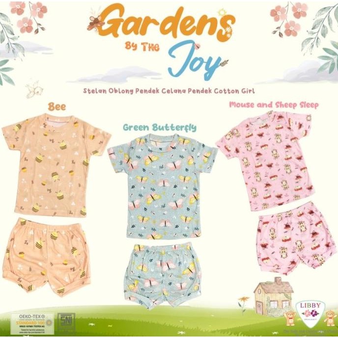 ready setelan pendek oblong cotton libby baby motif baru baju bayi perempuan