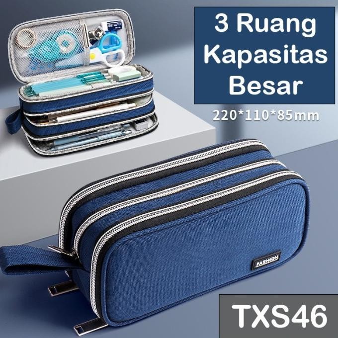 

Terbaru TXS46 Kotak Pensil 3 Ruang Kapasitas Besar Polos FASHION Tempat Pensil TKM
