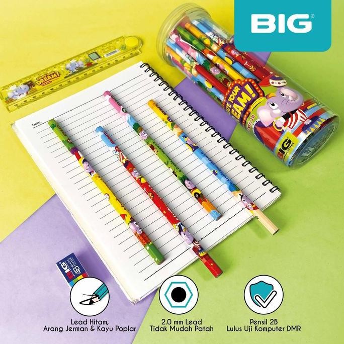

Terbaru BIG Pensil 2B Kayu Karakter Seri Bum Elephant Graphite Pencil Extra Dark 50 Pcs PS-007 Stationery
