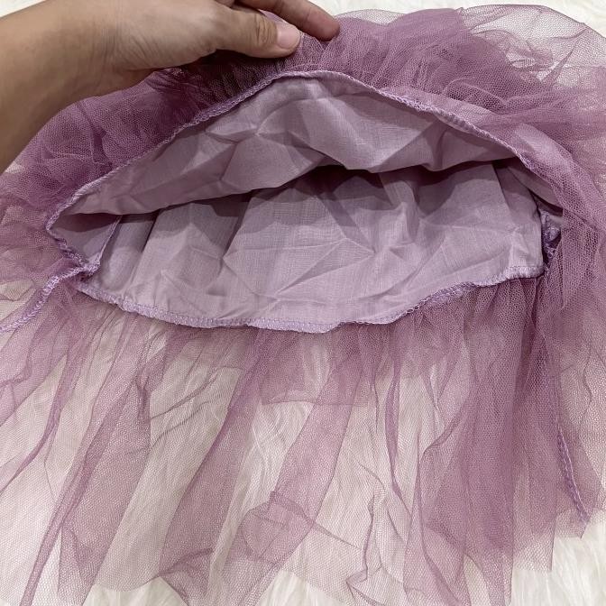 setelan anak perempuan import kaos dan rok tulle UNGU / GINA set
