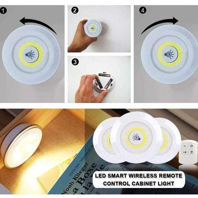Lampu Tempel Bawah Lemari Kabinet Kamar / Lampu Darurat Emergency Remote Control Jarak jauh baterai 