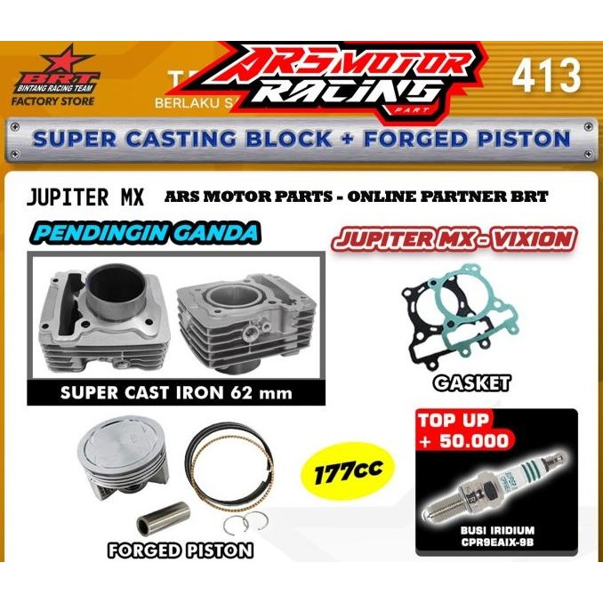 Blok Piston Brt Casting Double Cooler Mx King . Vixion . R15 . 62 Mm