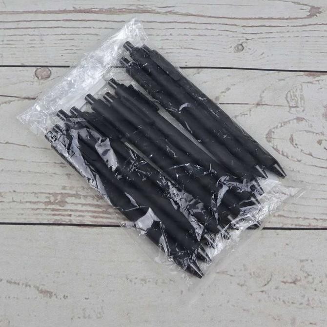

Tersedia Black Ink Plastic Gel Ink Pen Pulpen Hitam Isi 10 Pcs 0.5Mm