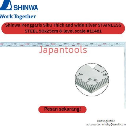 

siap kirim shinwa penggaris siku thick and wide silver stainless steel 50x25cm 8-level scale #11481