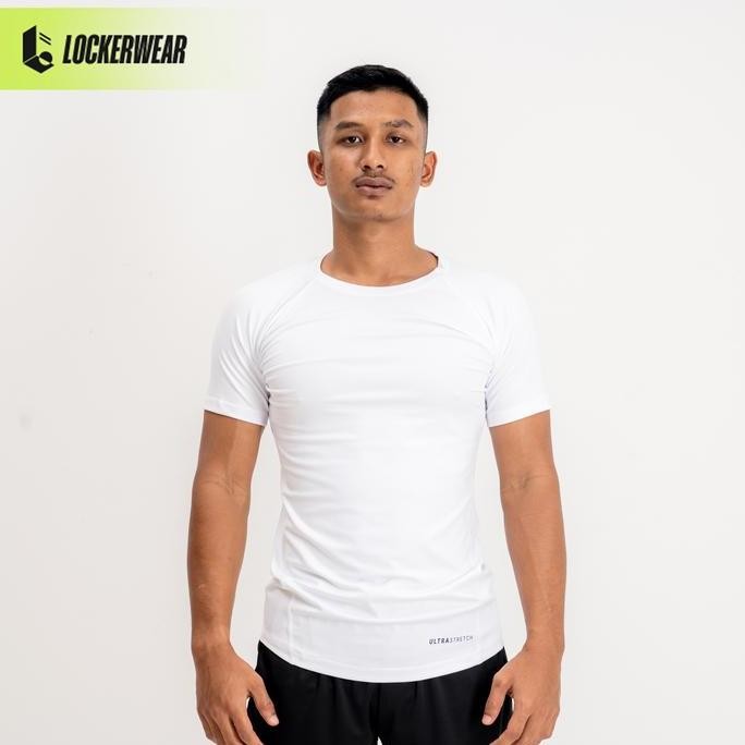 Baru Compression Shirt Kaos Short Sleeve Putih Polos Baju Ketat Manset Baselayer Olahraga Pria Gym F
