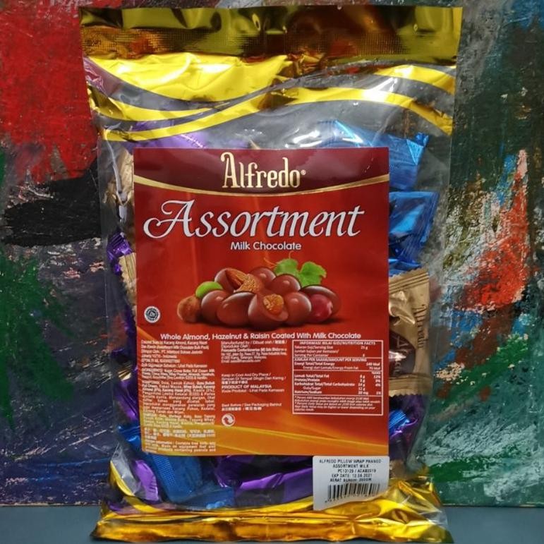 

ALFREDO BULKPACK 200GR ALMOND HAZELNUT ASSORTMENTS MILK CHOCOLATE RAISIN COKLAT SUSU