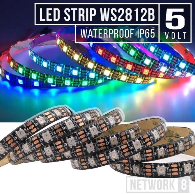 TERMURAH - LAMPU LED STRIP WS2812B RGB 5050 WATERPROOF IP65 IP30 1 ROLL 5M
