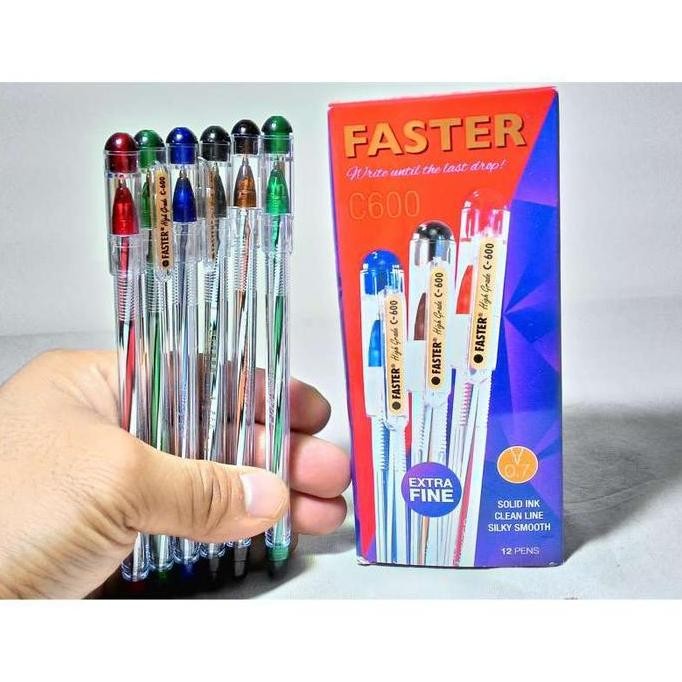 

Tersedia Pulpen Faster C600 Ballpoint / Pena Pen 0.7Mm Isi 12 Pcs Warna Hitam / Stationery