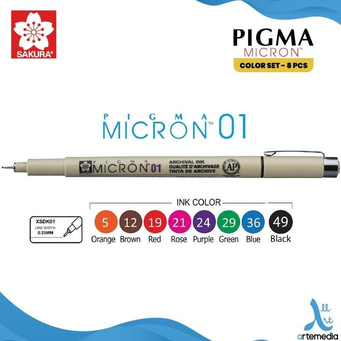 

Tersedia Drawing Pen Sakura Pigma Micron Set 8 Color Pigment Ink Pulpen Gambar