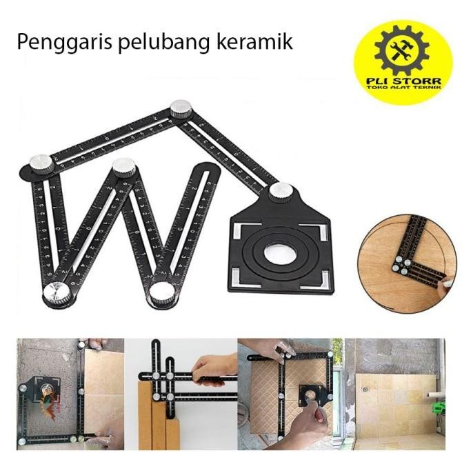 

siap kirim penggaris template pelubang keramik granit marmer / six fold ruler