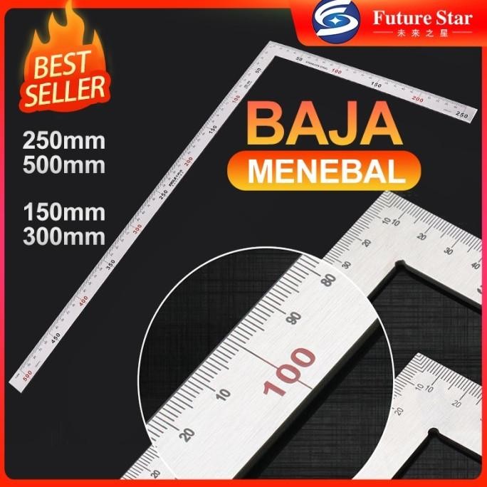 

siap kirim penggaris siku stainless steel 50cm x 25cm / penggaris siku 500mm - 50cm x 25cm