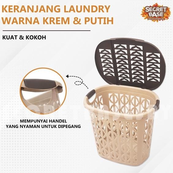 Keranjang Laundry - Keranjang Baju / Keranjang Pakaian Tutup Plastik Tinggi Serbaguna Original
