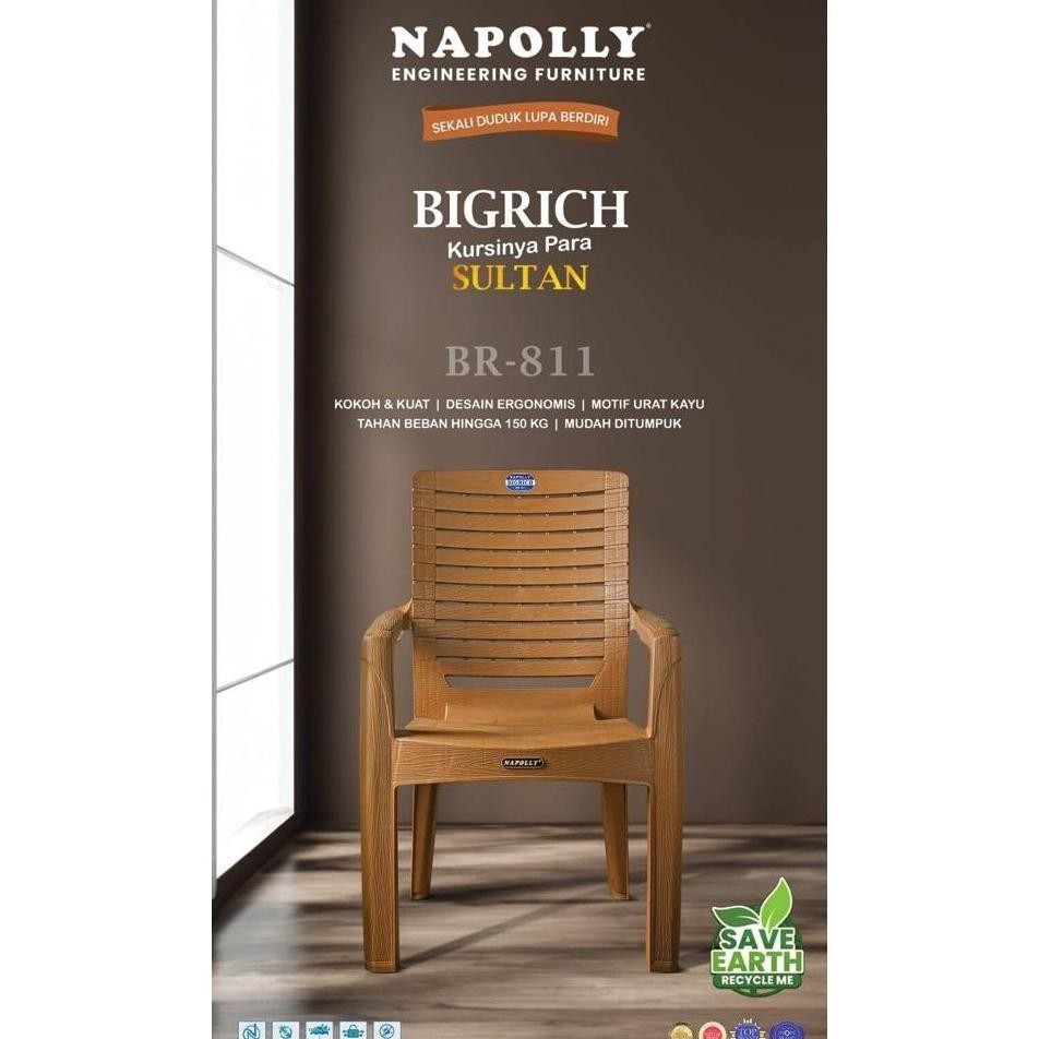 NAPOLLY - BR 811 | Kursi Napolly BigRich Urat Kayu | Kursi Santai Napolly | Kursi Santai Plastik | K