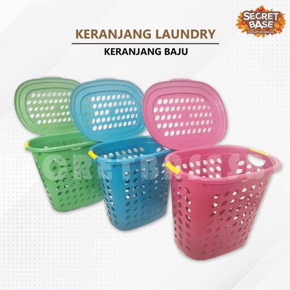 Keranjang Laundry - Keranjang Baju / Keranjang Pakaian Tutup Plastik Tinggi Serbaguna Promo