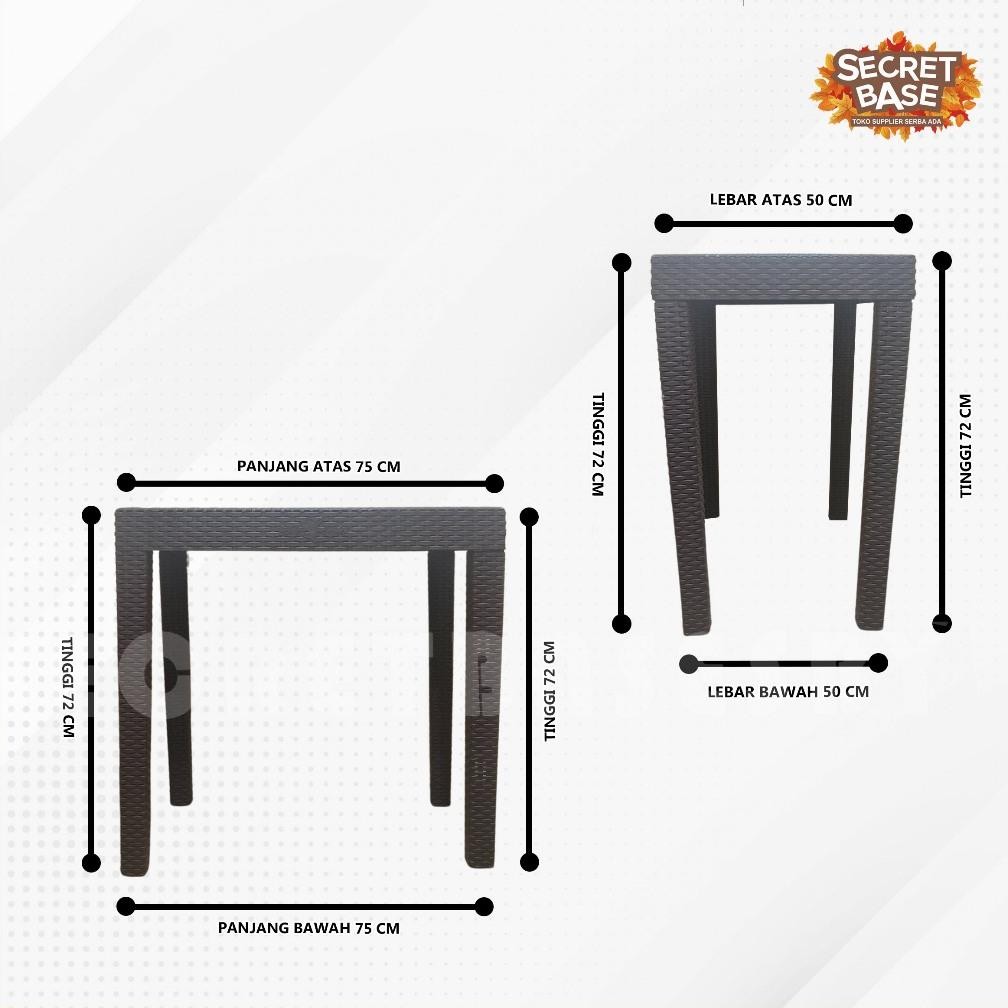 Meja Motif Rotan - Meja Plastik Besar / Meja Tamu / Meja Kafe Teras Taman Stock