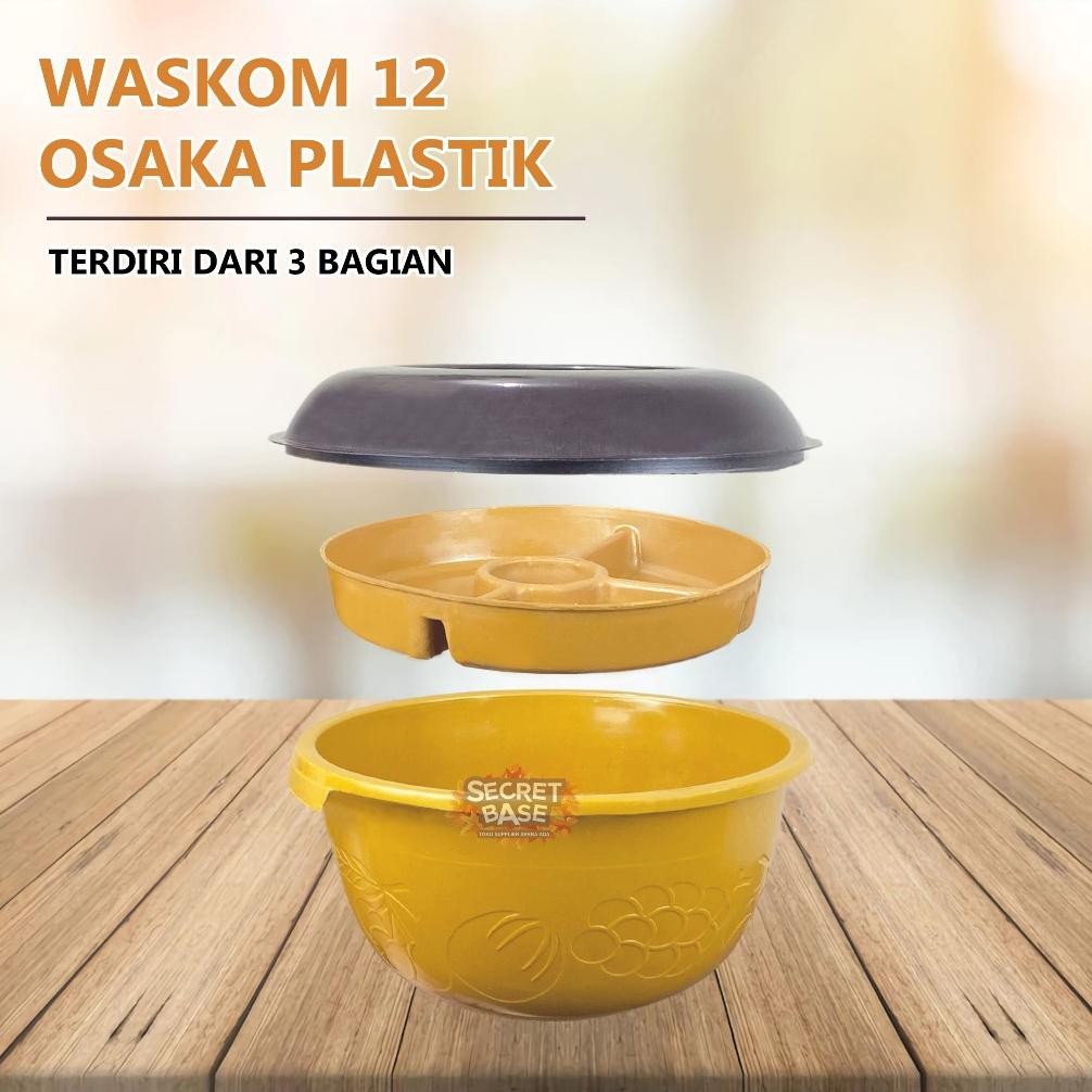 (Isi 12Pcs) Baskom Sekat Tutup - Baskom Hajatan / Waskom / Wakul / Bakul Nasi Plastik Original